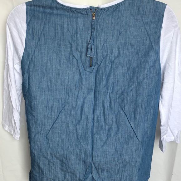 Crown & Ivy white blue 3/4 sleeve top size XL - Picture 6 of 8